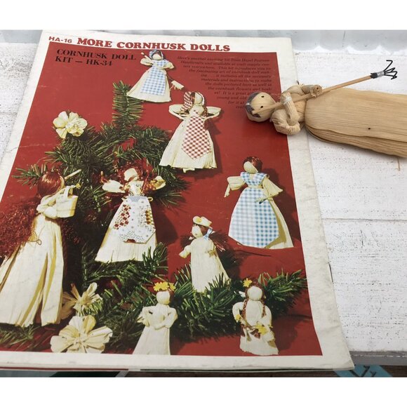 Vtg 70s MCM HTF Corn Husk Gardening Doll Hand Made Fall Folk Art Craft Kit Book - Picture 8 of 8